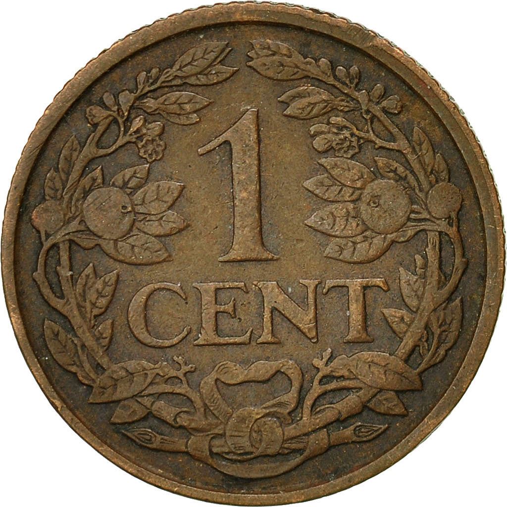 Netherlands Coin 1 Cent | Queen Wilhelmina | Lion | KM152 | 1913 - 1941