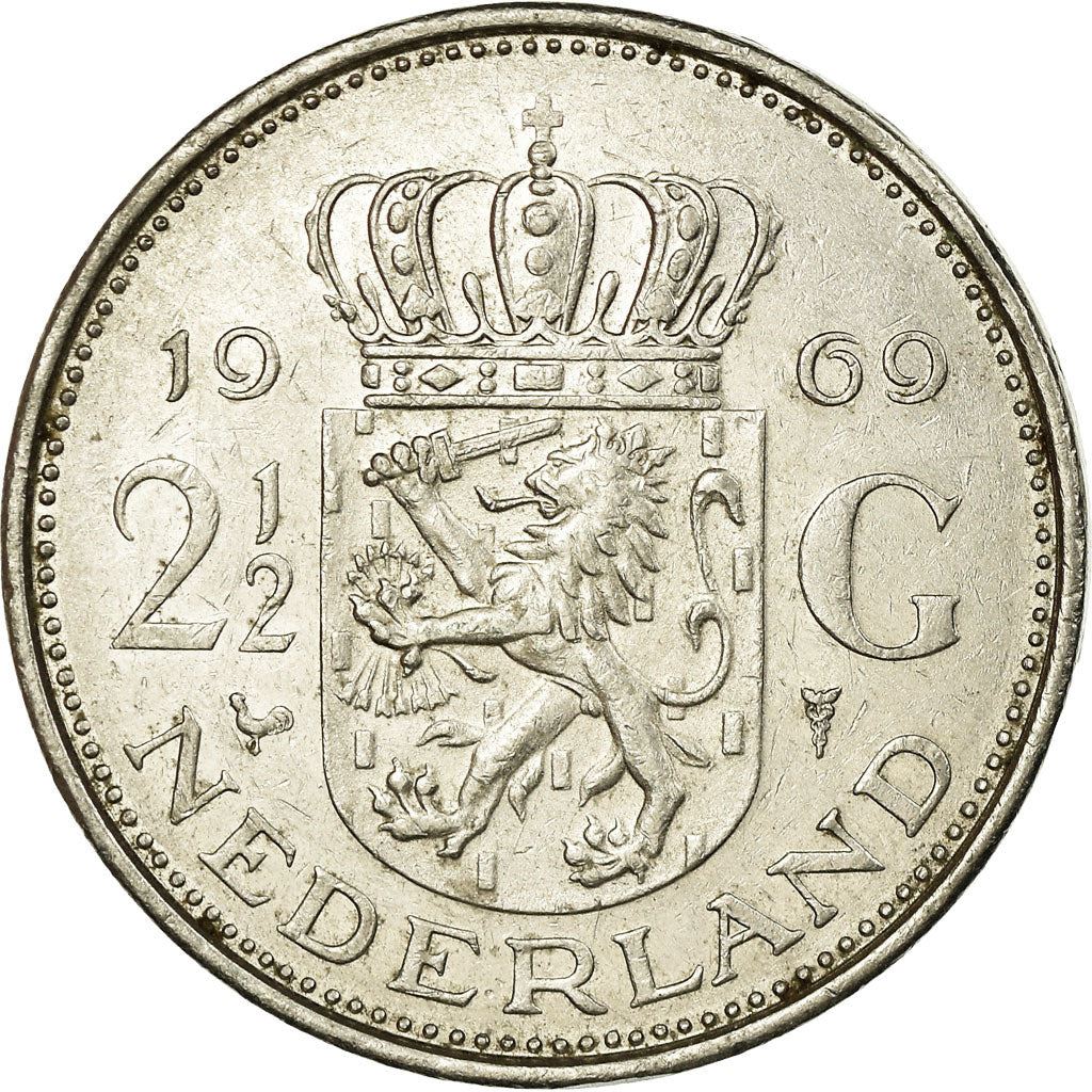 Netherlands Coin 2½ Gulden | Queen Juliana | KM191 | 1969 - 1980