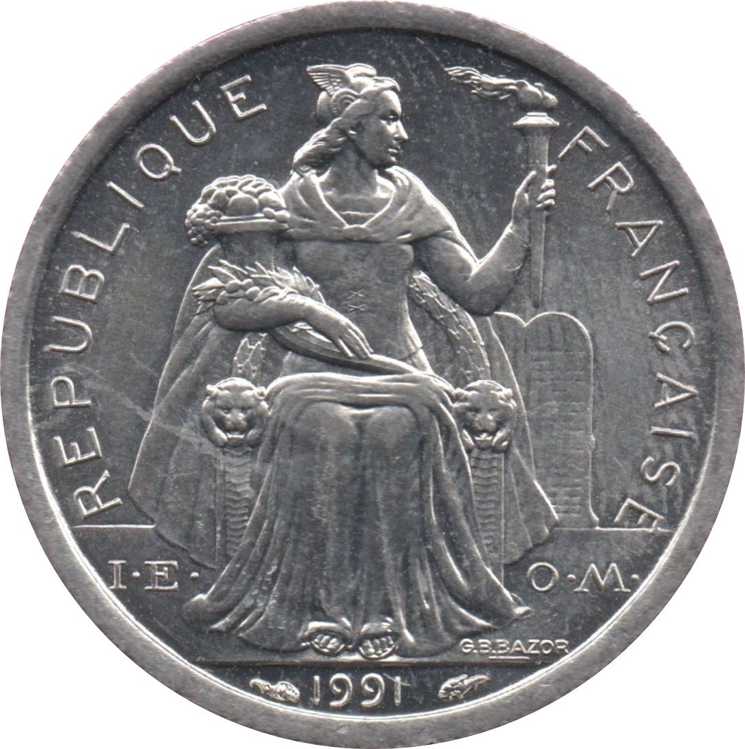 New Caledonia 1 Franc Coin 1972 - 2020 KM 10