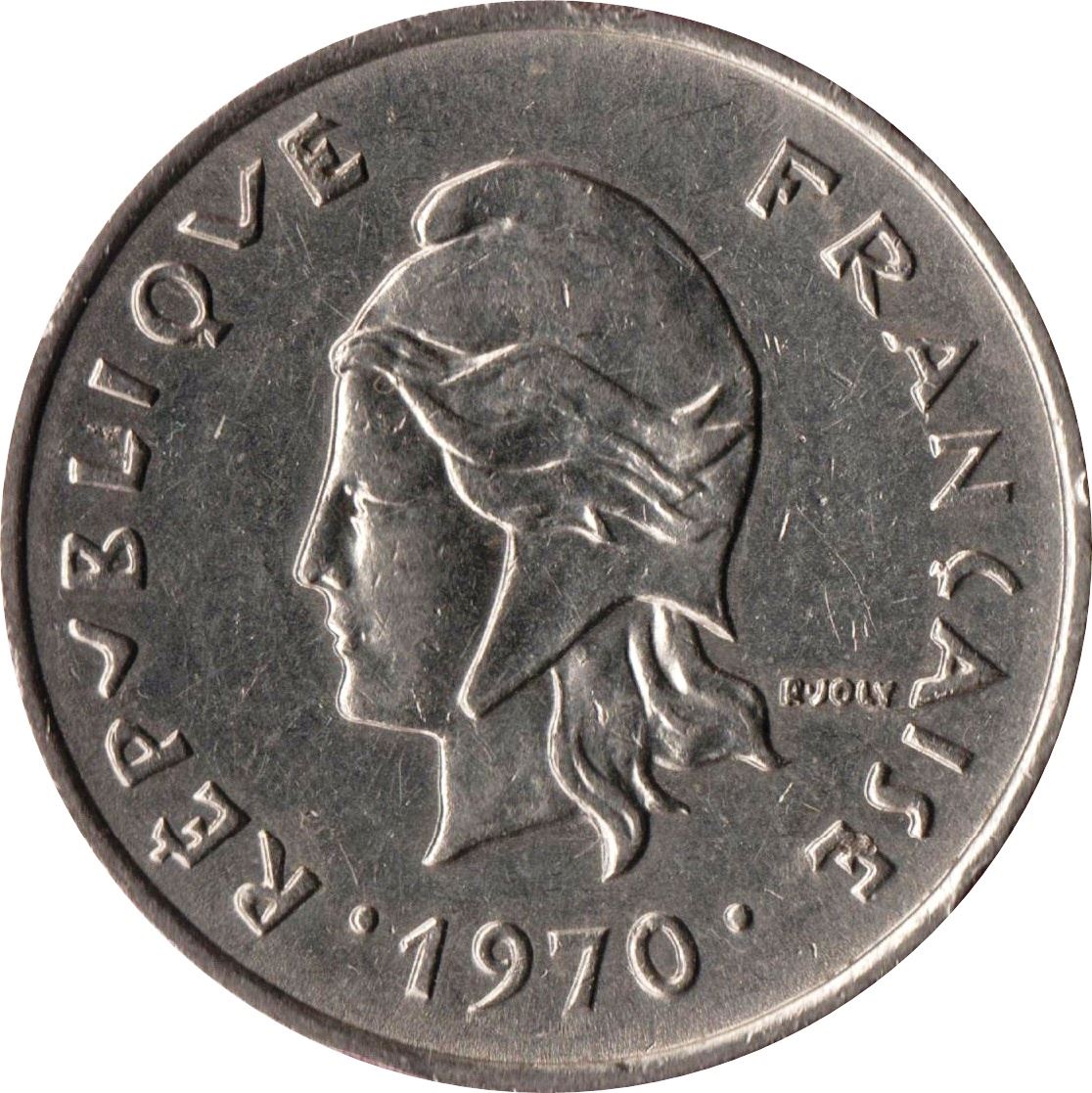 New Caledonia 10 Francs Coin 1967 - 1970 KM 5