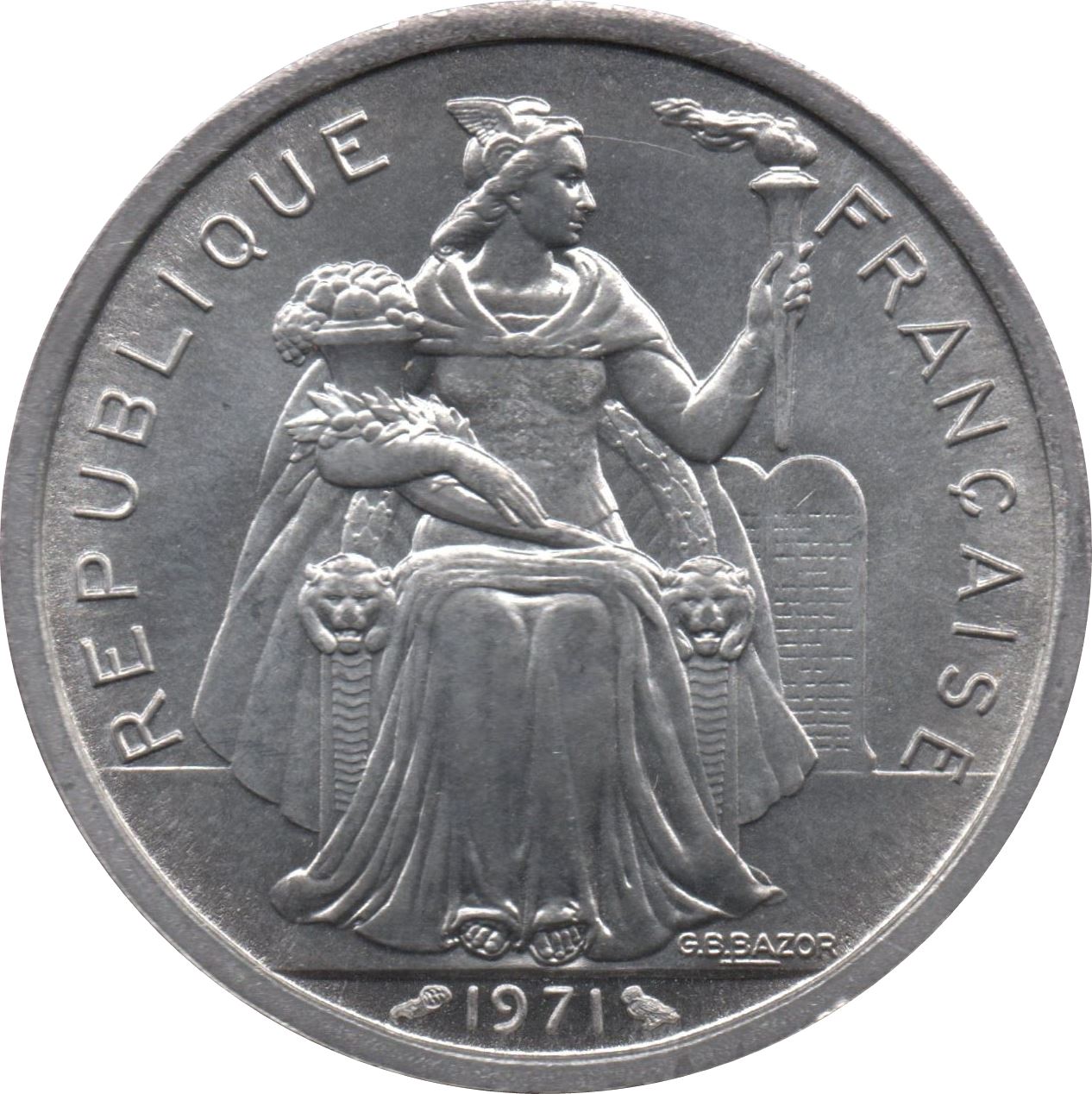 New Caledonia 2 Francs Coin 1971 KM 9