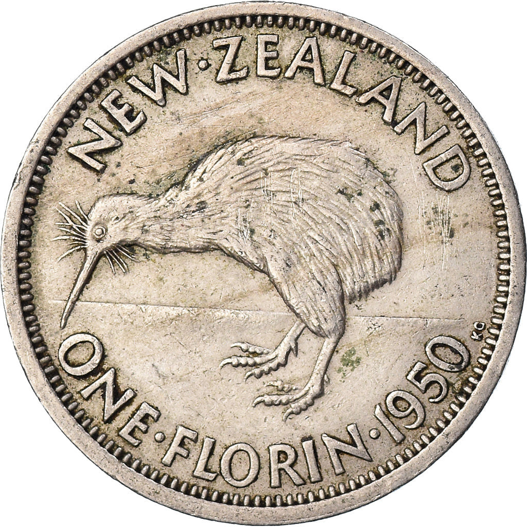 New Zealander 1 Florin Coin | King George VI | Kiwi Bird | KM18 | 1948 - 1951