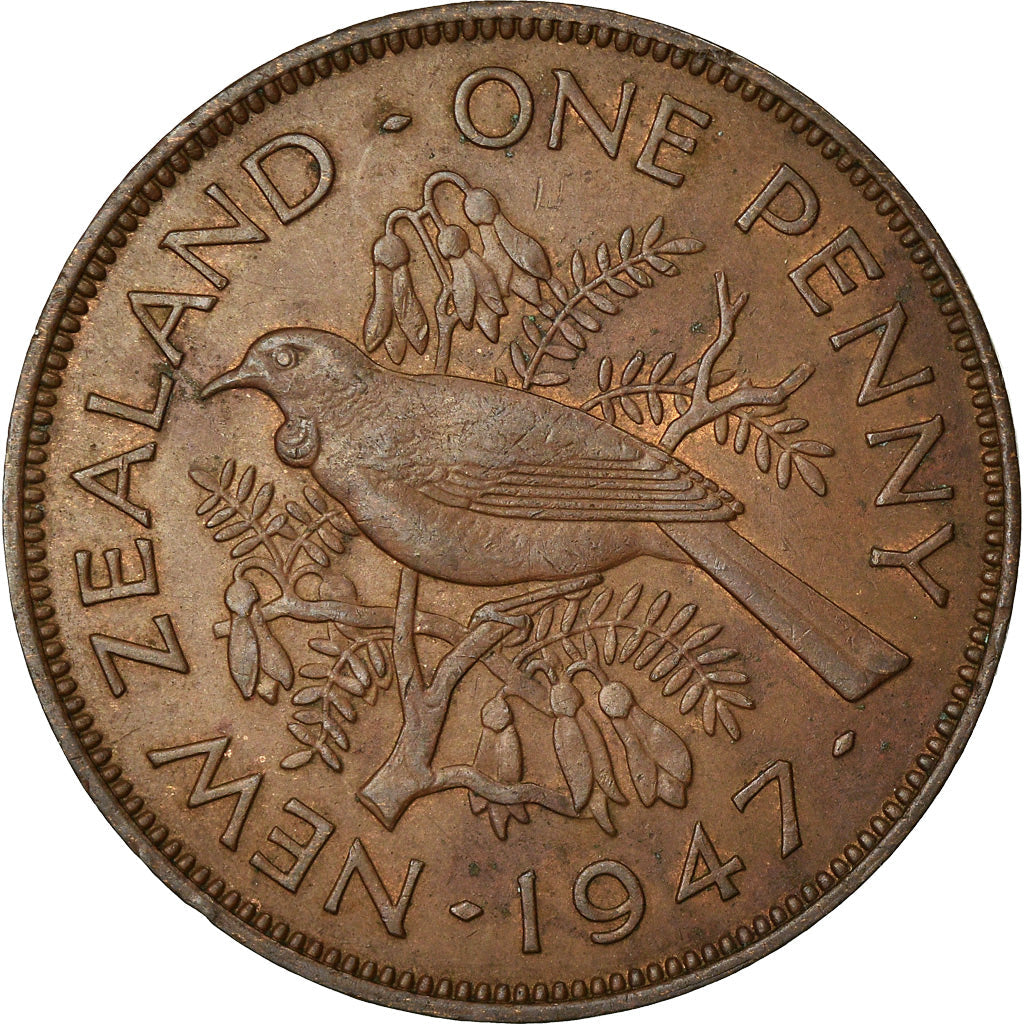 New Zealander 1 Penny Coin | King George VI | Tui Bird | KM13 | 1940 - 1947