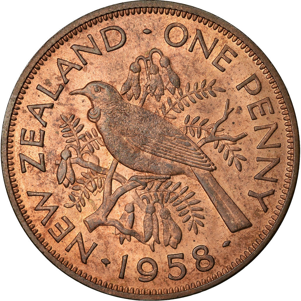 New Zealander 1 Penny Coin| Queen Elizabeth II | Tui Bird | KM24 | 1953 - 1965