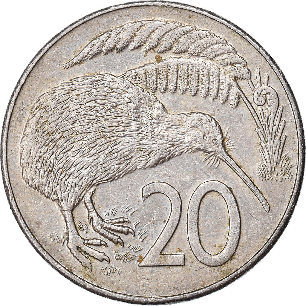 New Zealander 20 Cents Coin | Queen Elizabeth II | Kiwi Bird | KM62 | 1986 - 1989