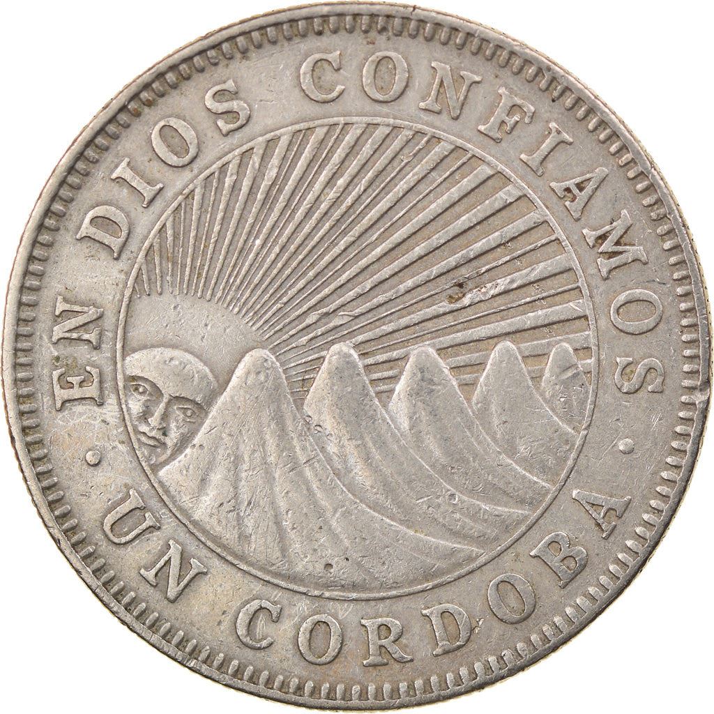 Nicaragua | 1 Cordoba Coin | Explorer | Sun | Volcanos | Km:26 | 1972