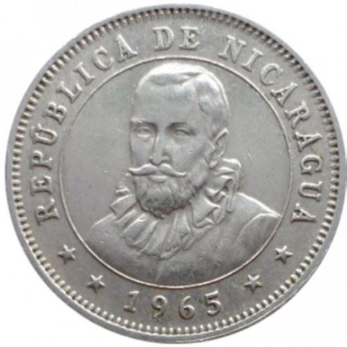 Nicaragua | 25 Centavos Coin | Explorer | Sun | Volcanos | Km:18.2 | 1964 - 1965