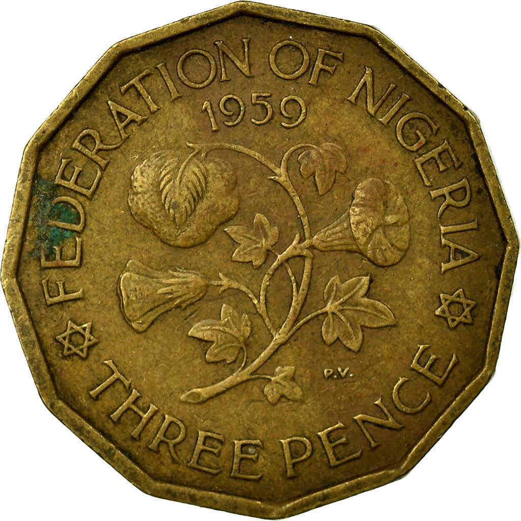 Nigeria | 3 Pence Coin | Cotton plant | Km:3 | 1959