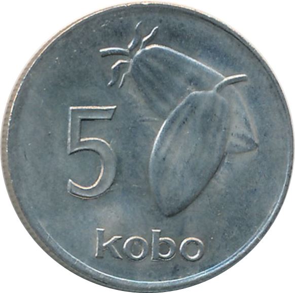 Nigeria | 5 Kobo Coin | Cocoa beans | Km:9.2 | 1987 - 1989