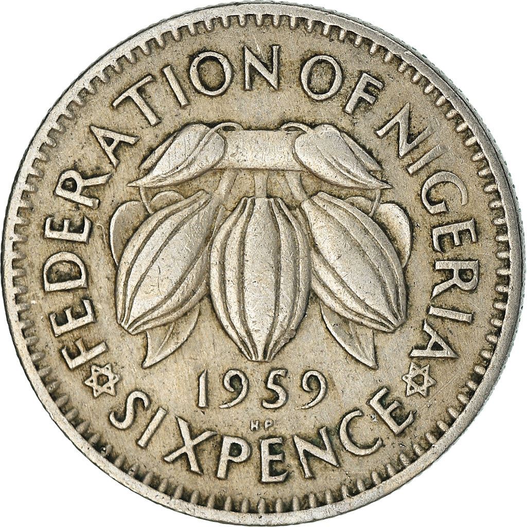 Nigeria | 6 Pence Coin | Cacao beans | Km:4 | 1959