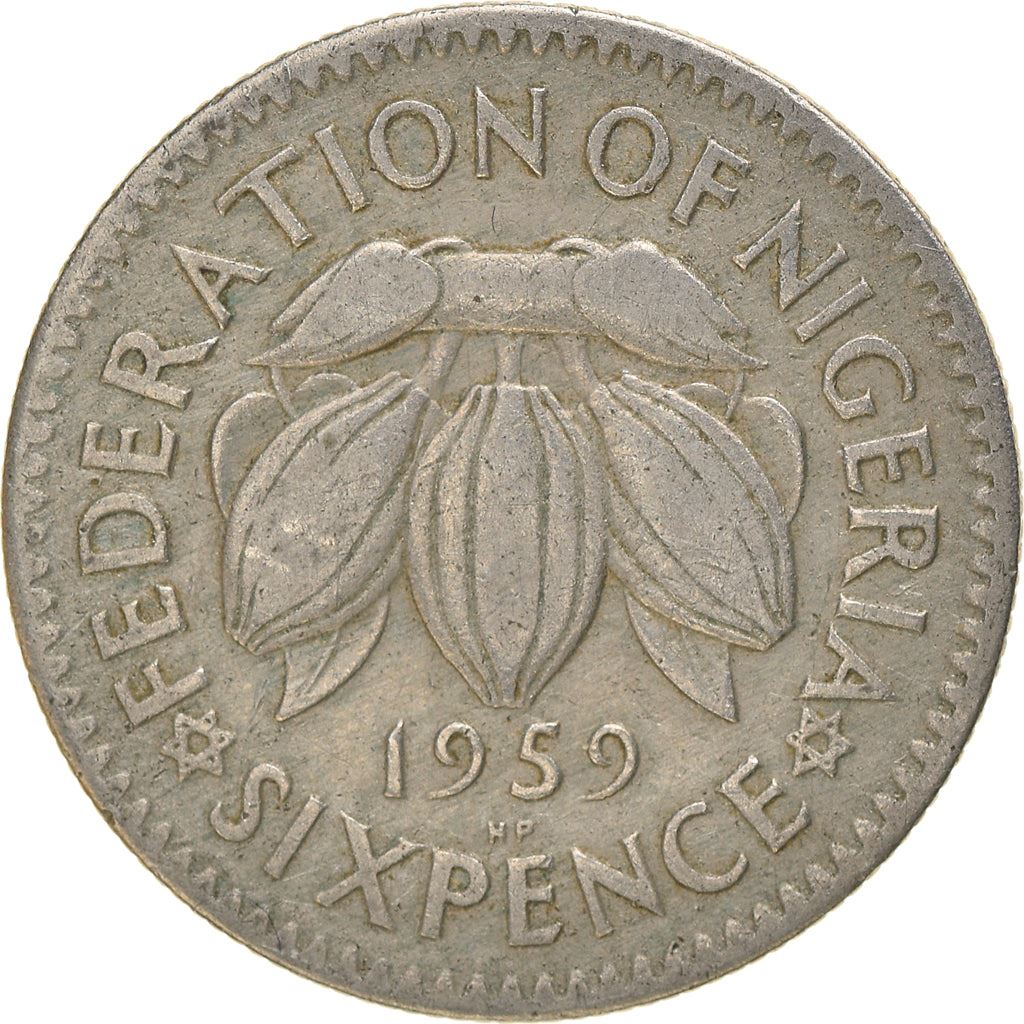 Nigeria | 6 Pence Coin | Cacao beans | Km:4 | 1959