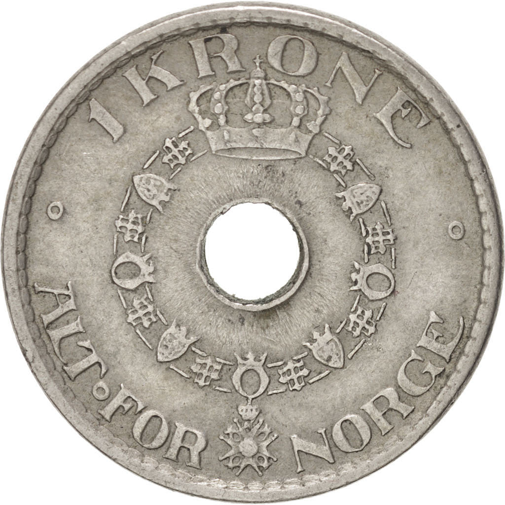 Norway 1 Krone - Haakon VII Coin KM385 1925 - 1951