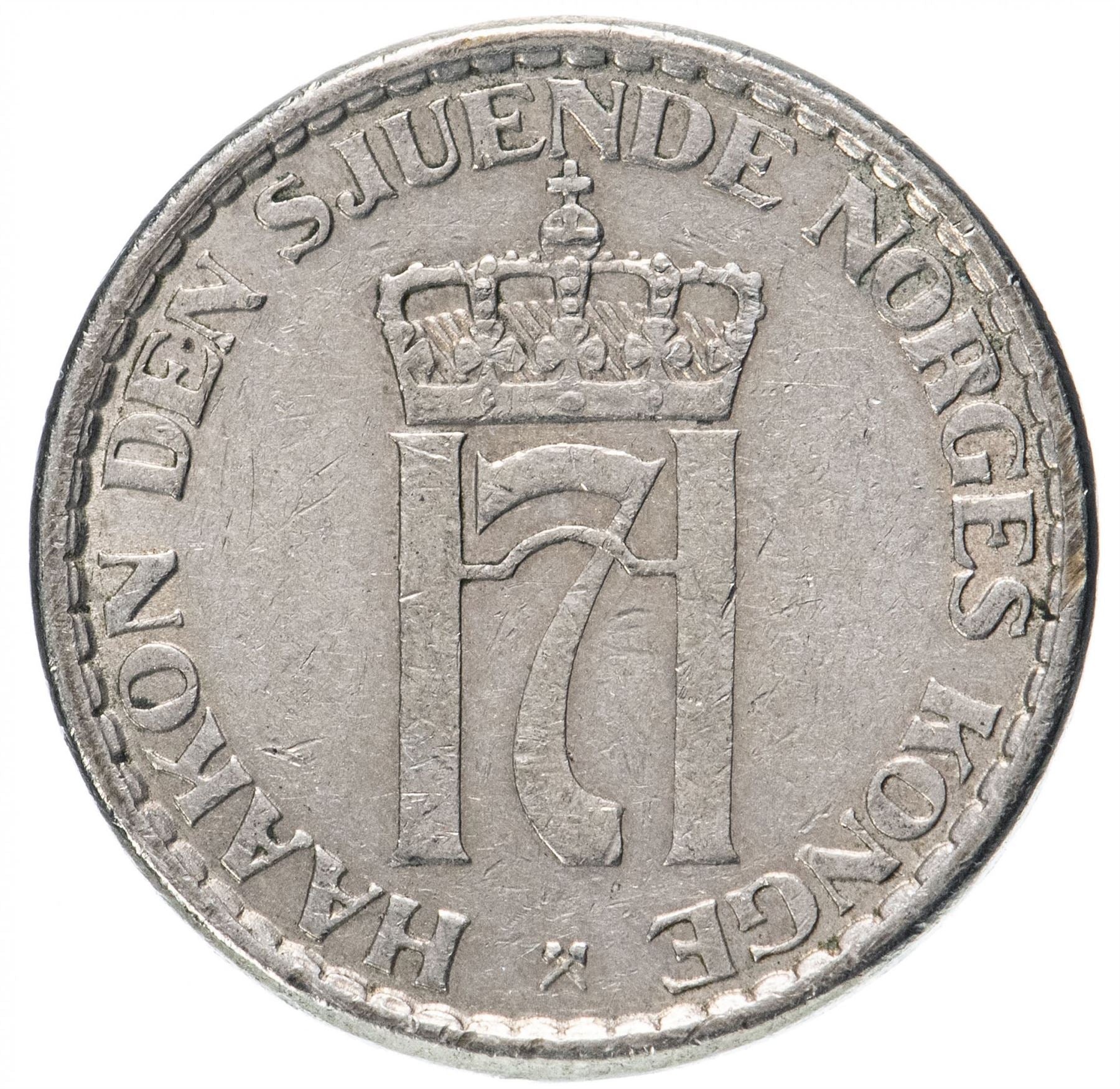 Norway 1 Krone - Haakon VII Coin KM397 1951 - 1957