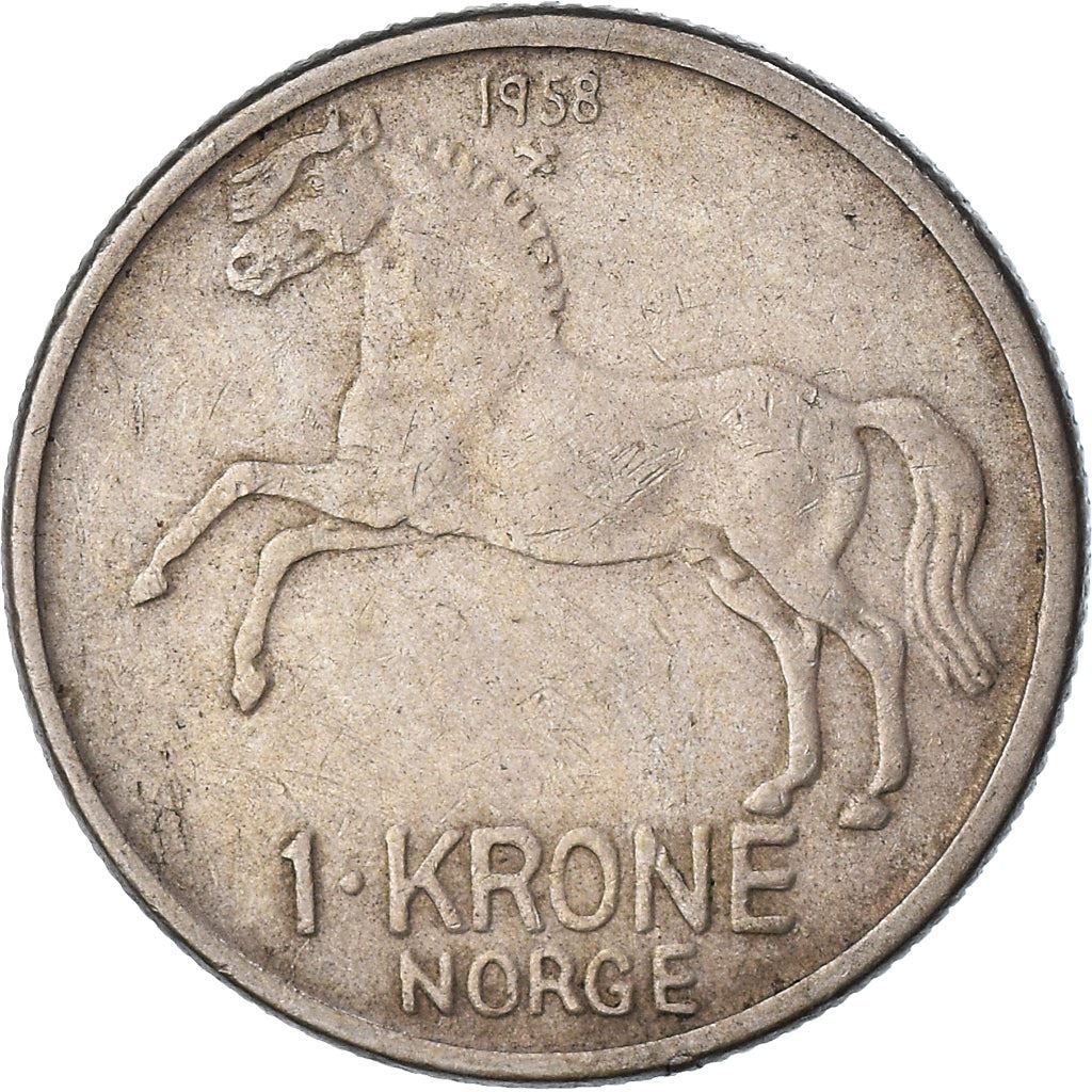 Norway 1 Krone - Olav V Coin KM409 1958 - 1973