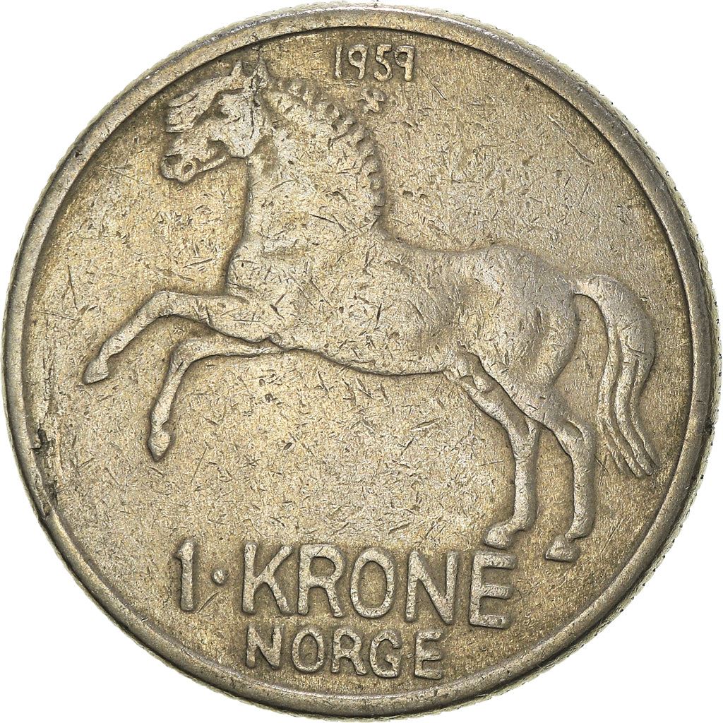 Norway 1 Krone - Olav V Coin KM409 1958 - 1973