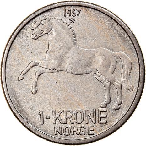 Norway 1 Krone - Olav V Coin KM409 1958 - 1973