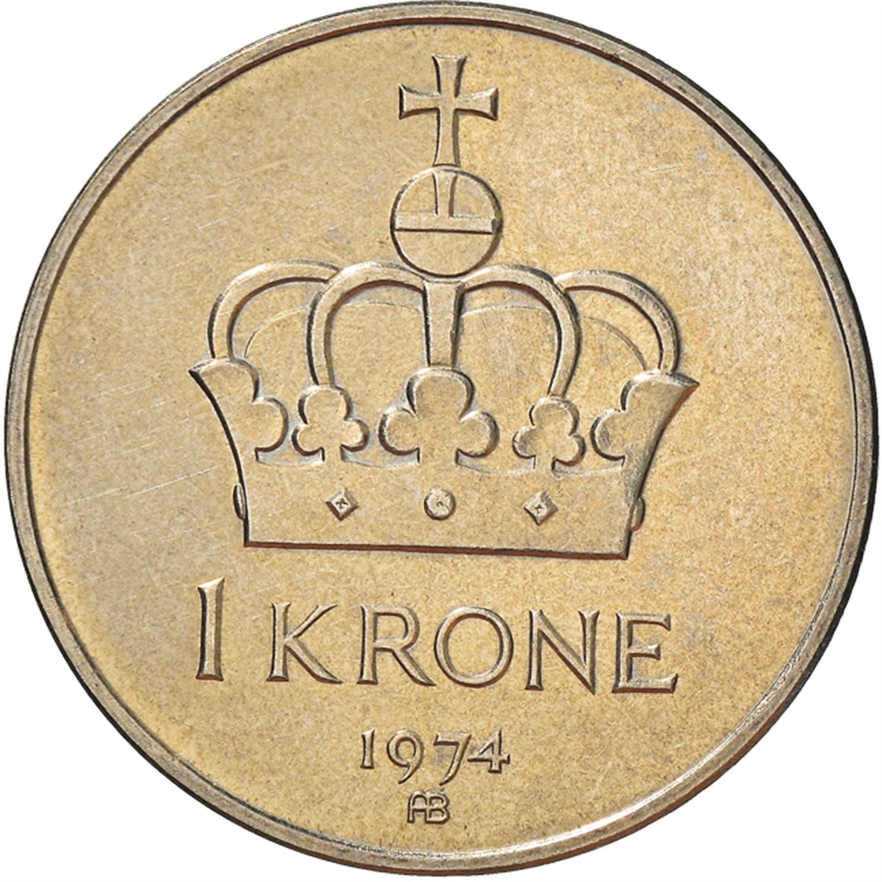 Norway 1 Krone - Olav V Coin KM419 1974 - 1991