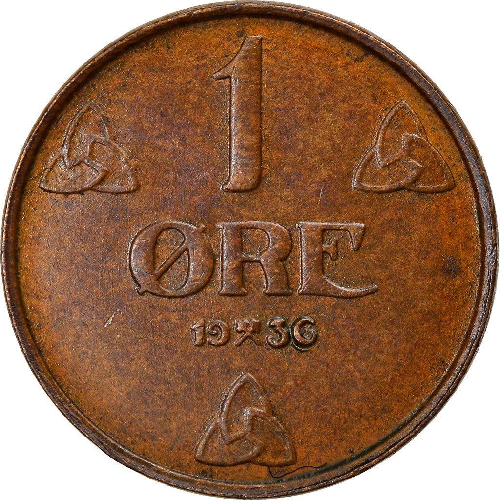 Norway 1 Øre - Haakon VII Coin KM367 1908 - 1952