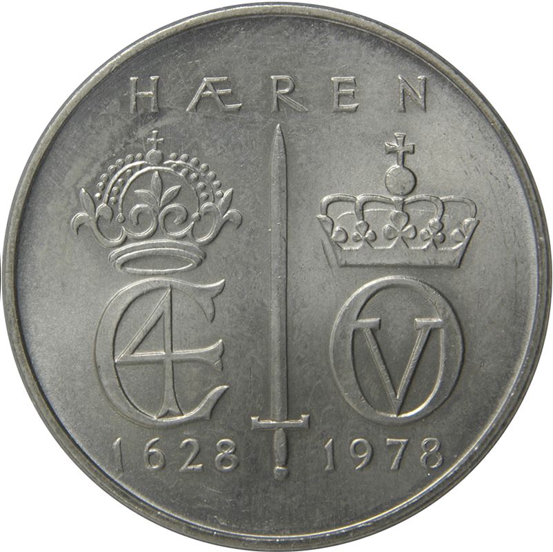 Norway | 5 Kroner Coin | Olav V | 350th Anniversary of Norwegian Army | KM423 |1978