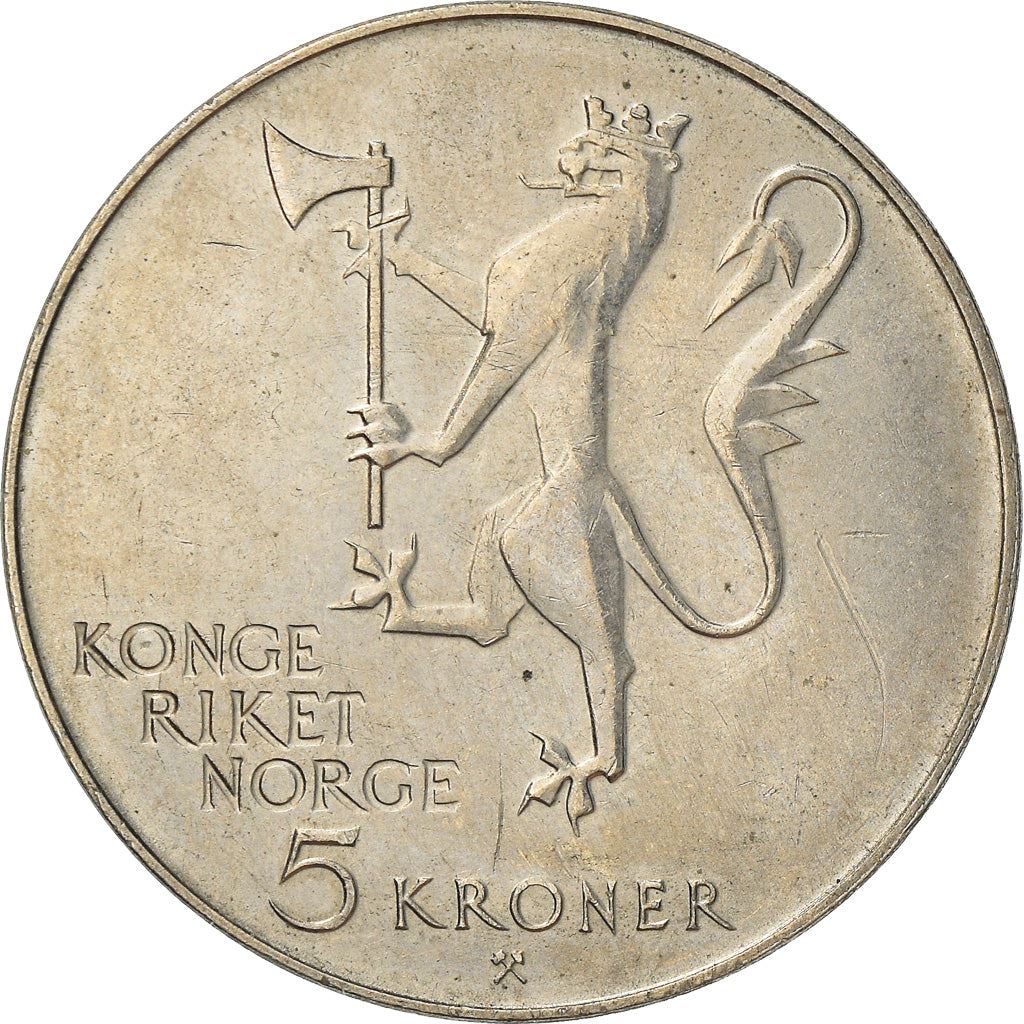 Norway | 5 Kroner Coin | Olav V | Immigration to America | KM422 | 1975