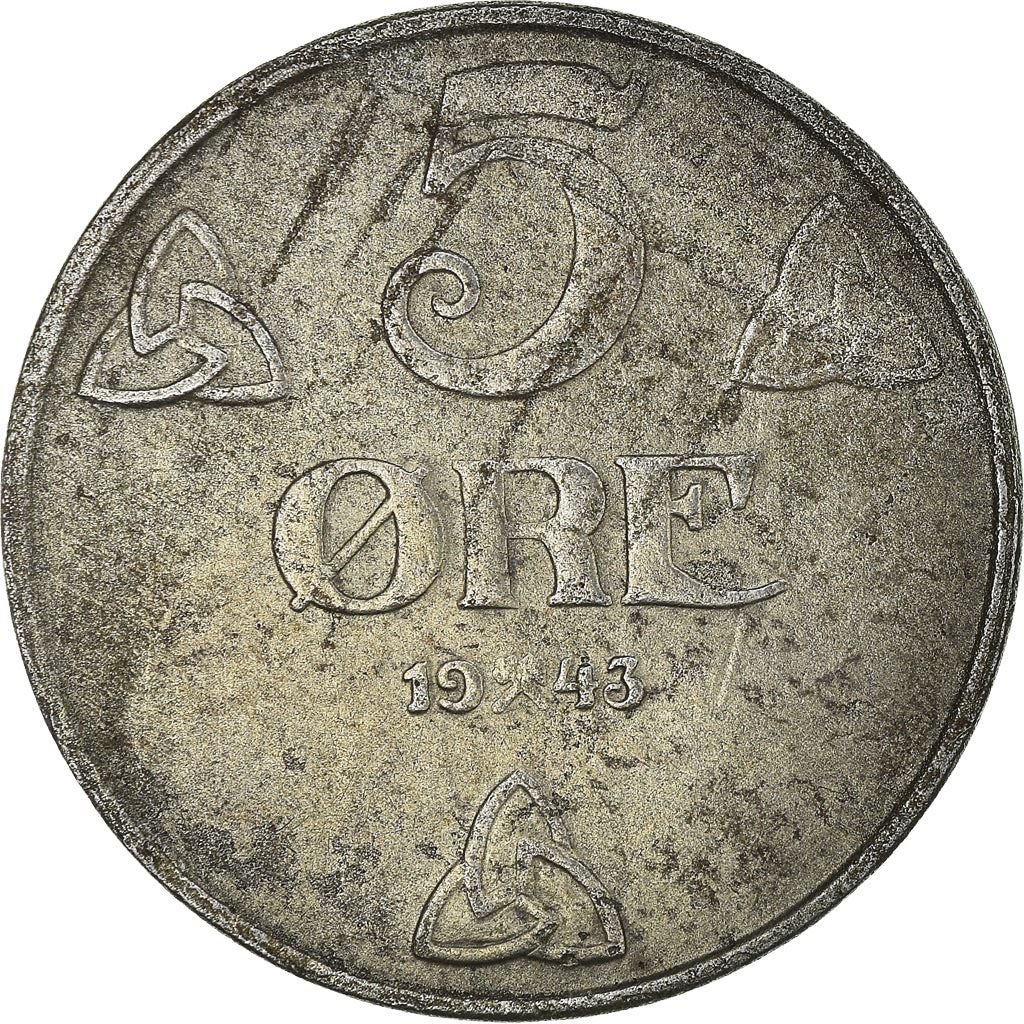 Norway | 5 Ore Coin | Haakon VII | WW2 German Occupation | KM388 | 1941 - 1945