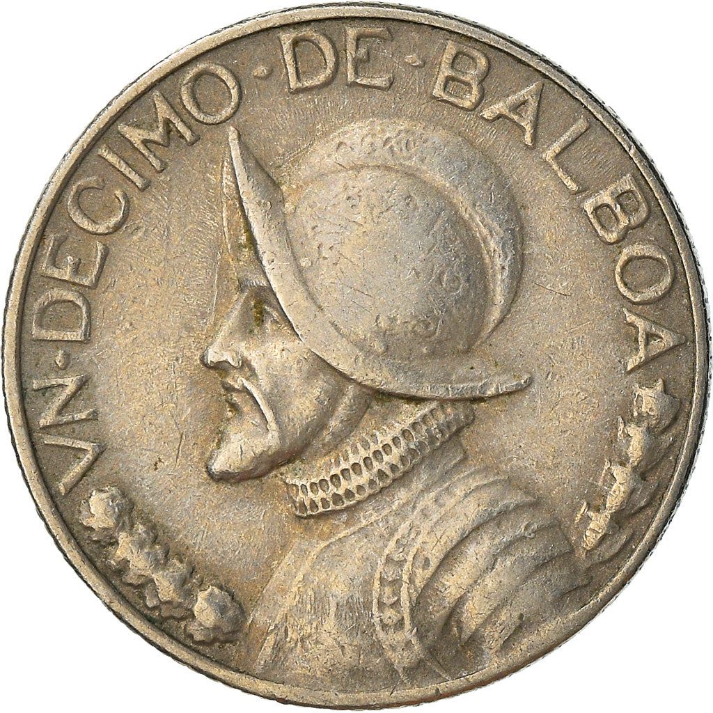 Panama 1/10 Balboa Coin | Vasco Nunez de Balboa | KM10 | 1966 - 1993