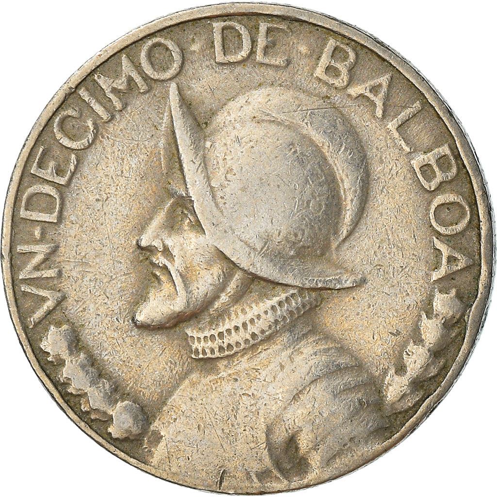 Panama 1/10 Balboa Coin | Vasco Nunez de Balboa | KM10 | 1966 - 1993