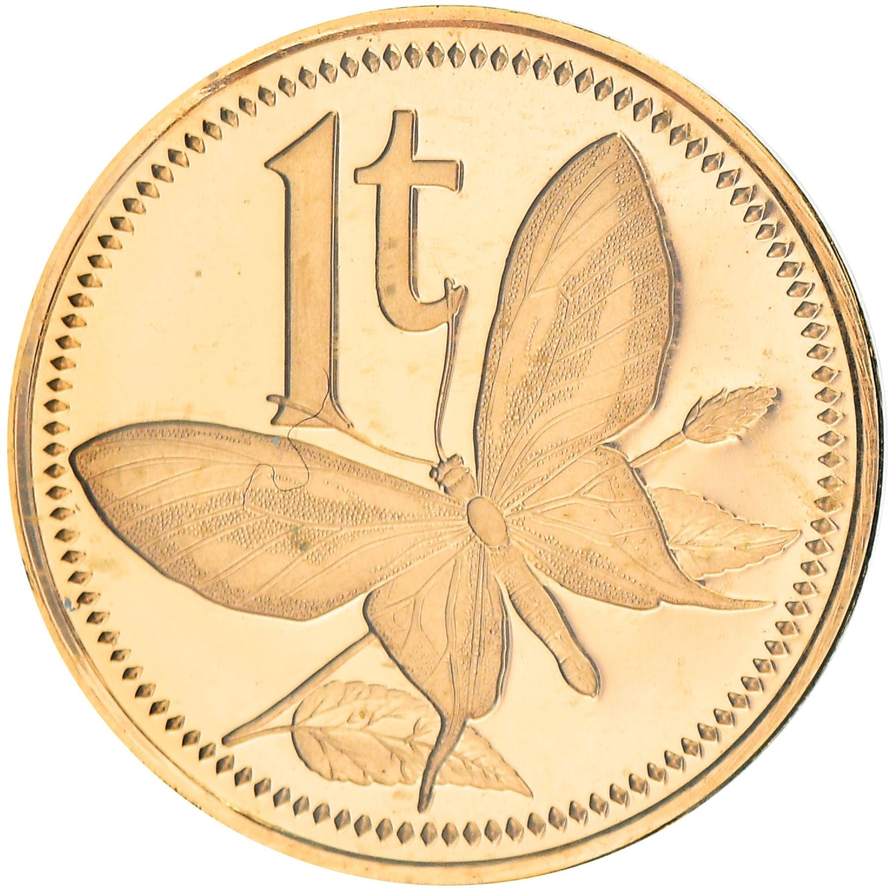 Papua New Guinea Coin Papua New Guinean 1 Toea | Elizabeth II | Paradise Birdwing Butterfly | KM1 | 1975 - 2004