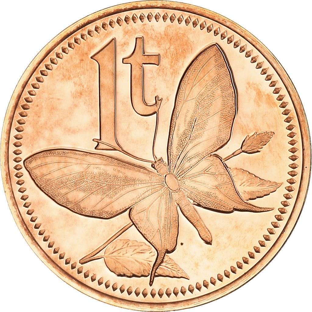 Papua New Guinea Coin Papua New Guinean 1 Toea | Elizabeth II | Paradise Birdwing Butterfly | KM1 | 1975 - 2004