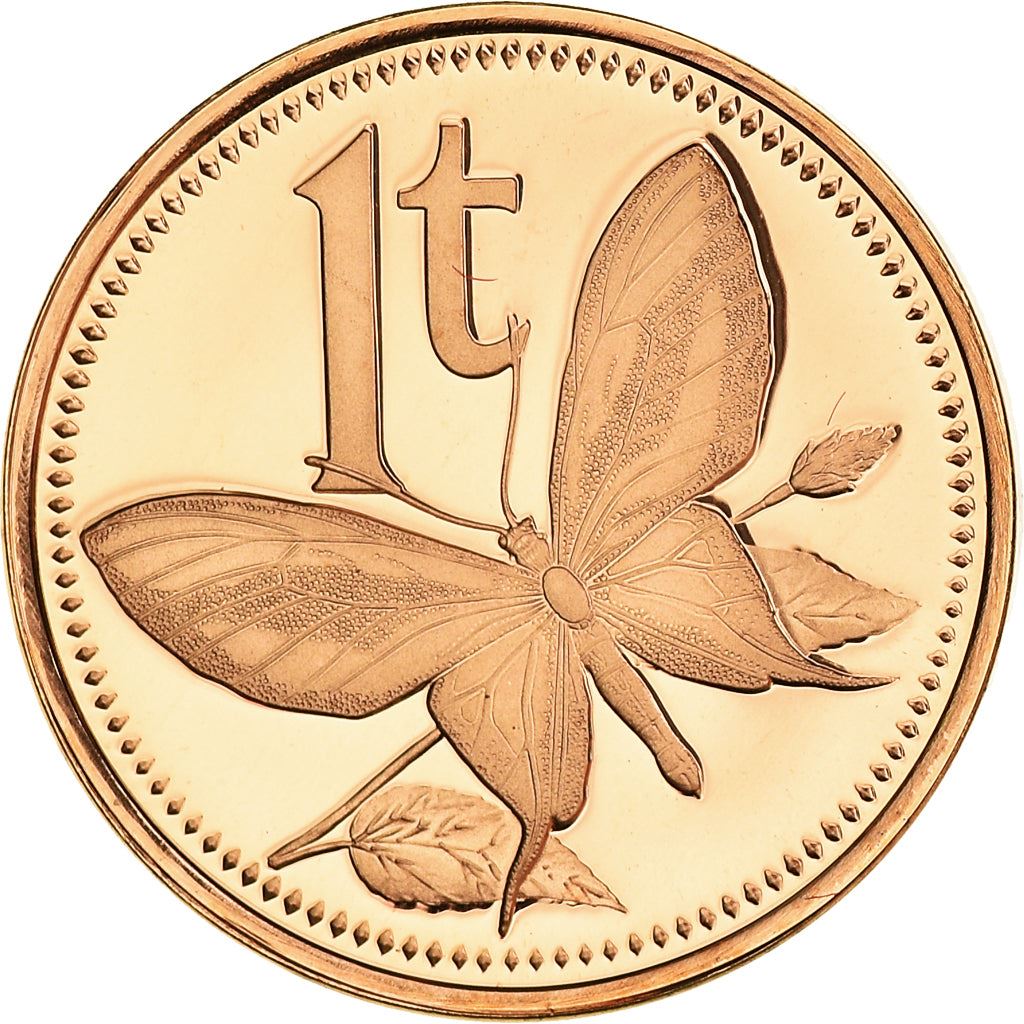 Papua New Guinea Coin Papua New Guinean 1 Toea | Elizabeth II | Paradise Birdwing Butterfly | KM1 | 1975 - 2004