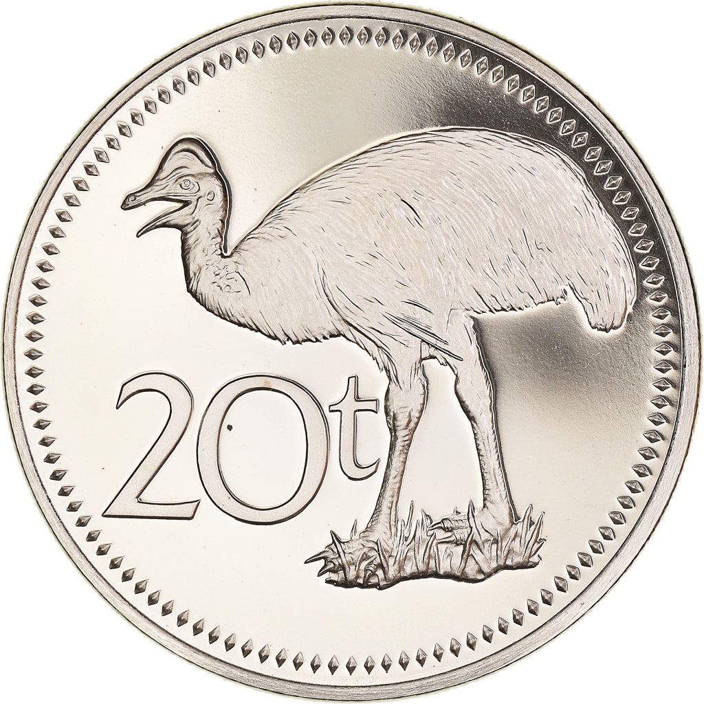 Papua New Guinea Coin Papua New Guinean | 20 Toea | Elizabeth II | Dwarf Cassowary | KM5 | 1975 - 1999