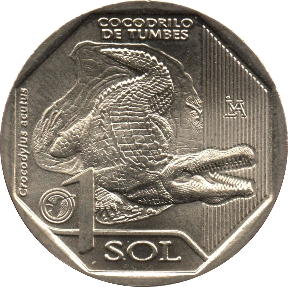 Peru | 1 Sol Coin | Tumbes Crocodile | KM404 | 2017