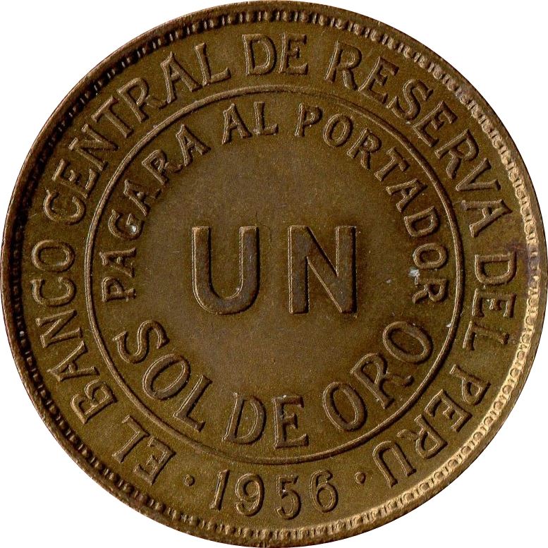 Peru 1 Sol de Oro Coin | Peru Emblem | KM222 | 1943 - 1965