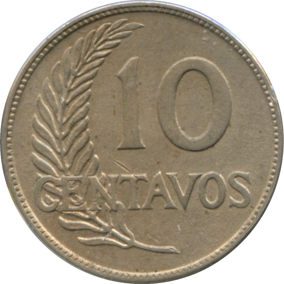 Peru | 10 Centavos Coin | Sprig | KM214 | 1918 - 1941