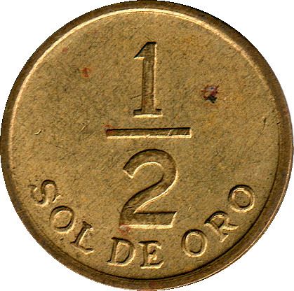 Peru 1/2 Sol de Oro Coin | KM265 | 1975 - 1976