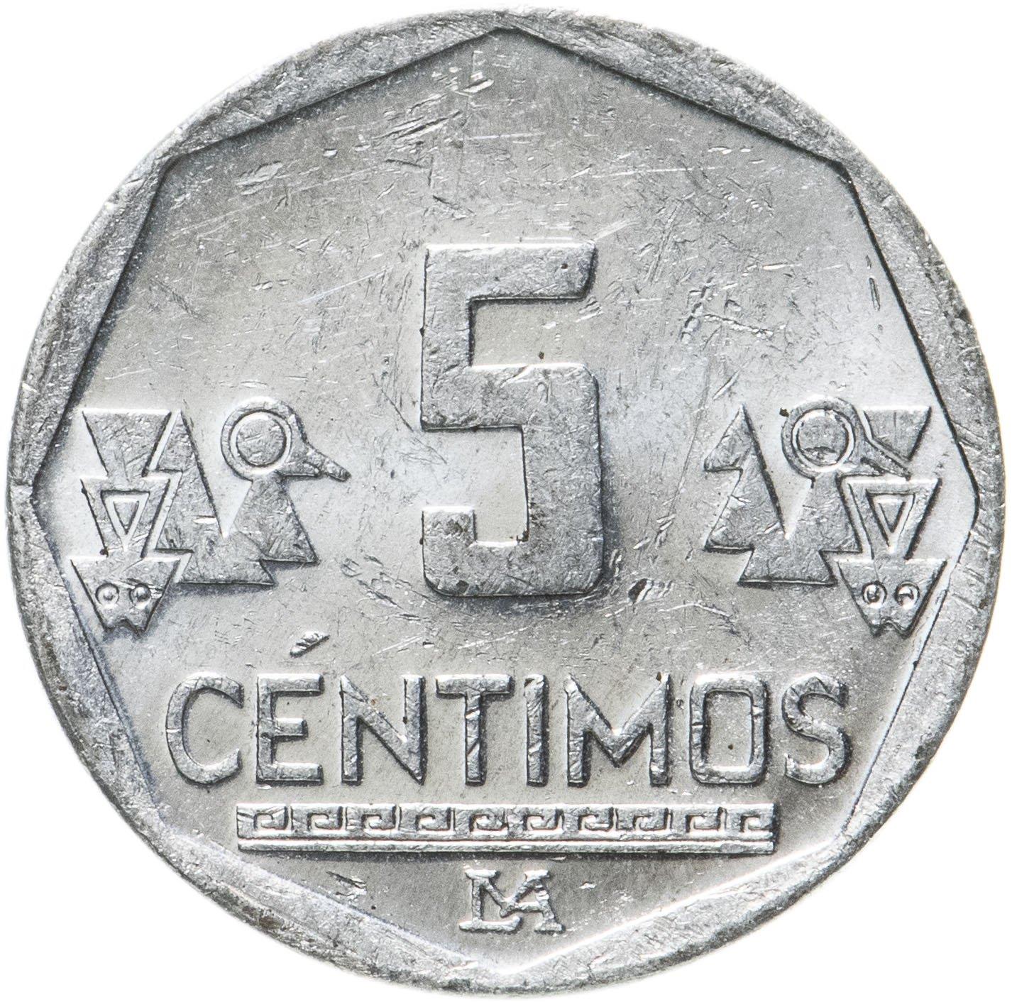 Peru 5 Centimos Coin | Shield of Peru | KM304.4a | 2007 - 2018