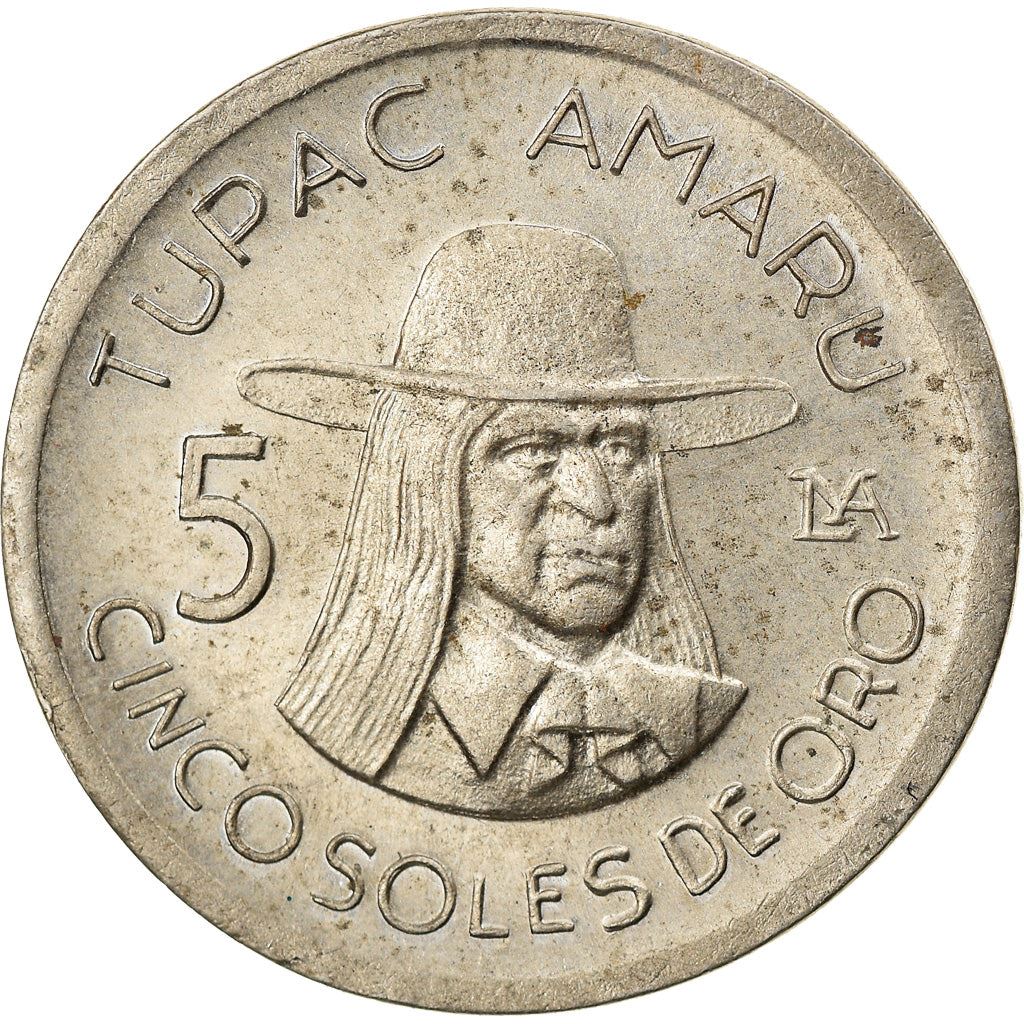 Peru 5 Soles de Oro Coin | Tupac Amaru | KM267 | 1975 - 1977