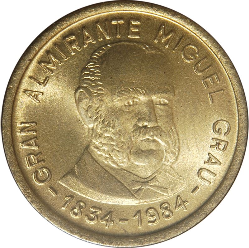 Peru | 500 Soles de Oro Coin | Miguel Grau | KM289 | 1984