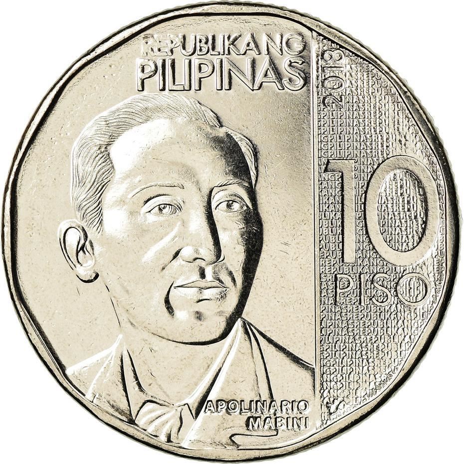 Philippines 10 Piso New Apolinario Mabini Coin KM303 2017 - 2019