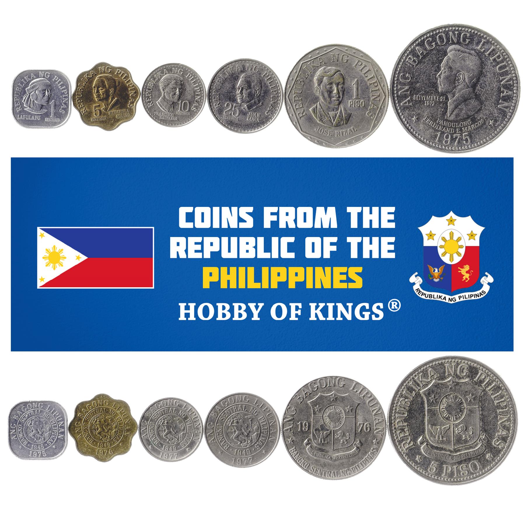 Philippines | 6 Coin Set | 1 5 10 25 Sentimos 1 5 Peso | 1975 - 1978