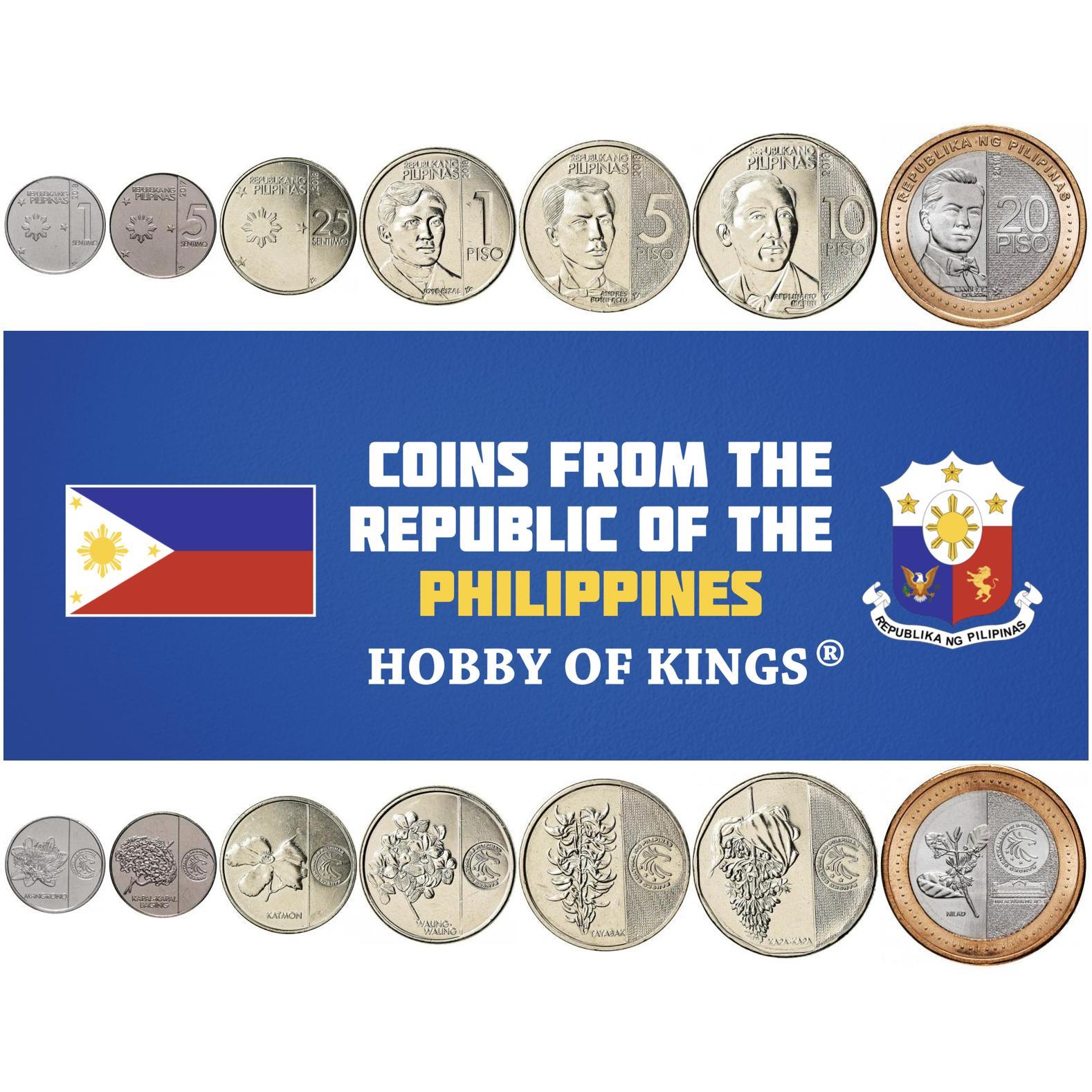 Philippines | 7 Coin Set | 1 5 25 Sentimos 1 5 10 20 Piso | 2017 - 2020