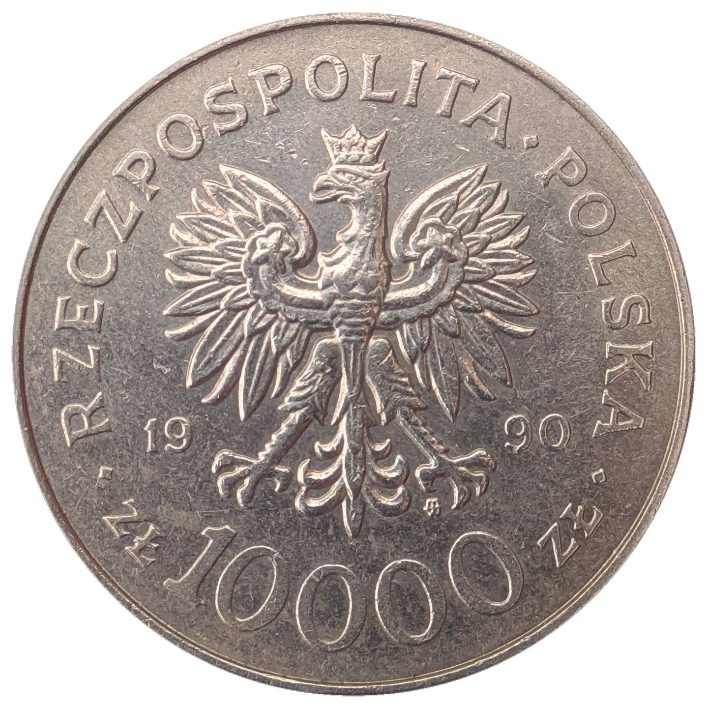 Poland | 10 000 Złotych Coin | Solidarity Monument | Eagle | KM195 | 1990