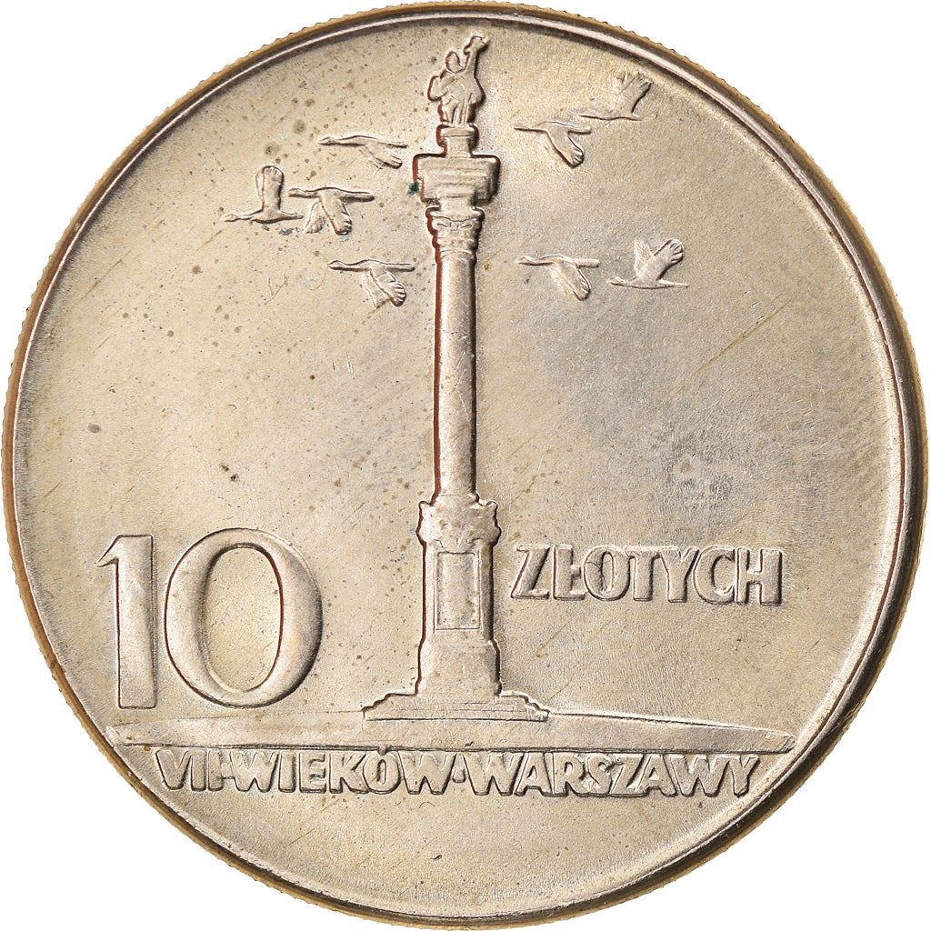 Poland | 10 Złotych Coin | Anniversary of Warsaw | Sigismund Pillar | Eagle | KM55 | 1965