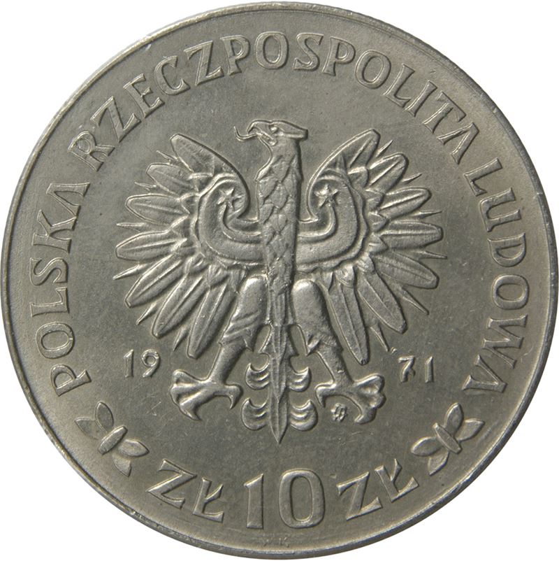 Poland | 10 Zlotych Coin | Third Silesian Uprising | Cross | KM64 | 1971