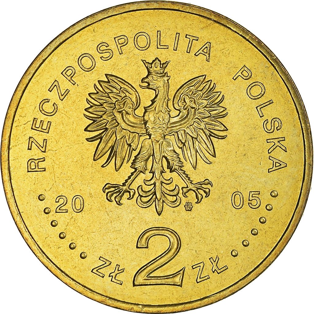 Poland | 2 Złote Coin | Expo 2005 | Cranes | Mount Fuji | Eagle | KM522 | 2005