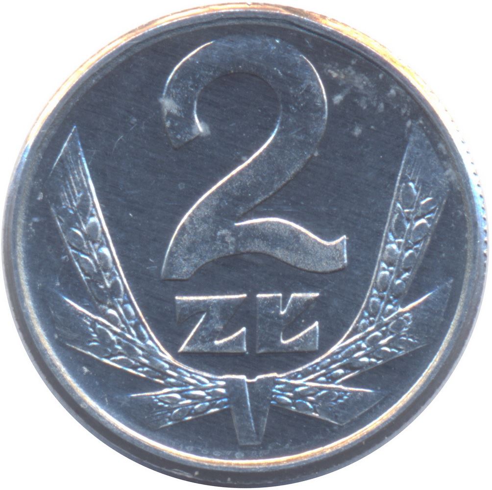 Poland | 2 Zlote Coin | Rye Ears | Eagle | KM80.3 | 1989 - 1990