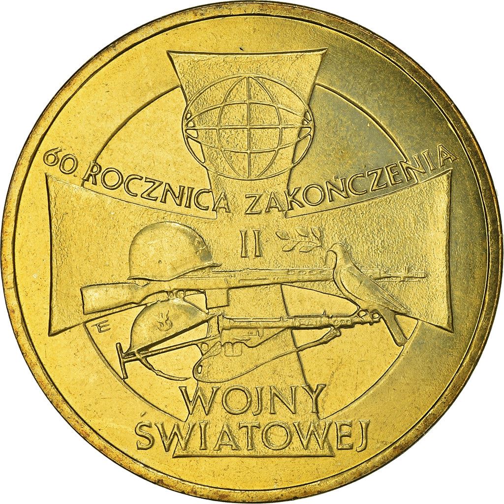 Poland | 2 Złote Coin | World War II | Wepons | Dove | Eagle | KM558 | 2005