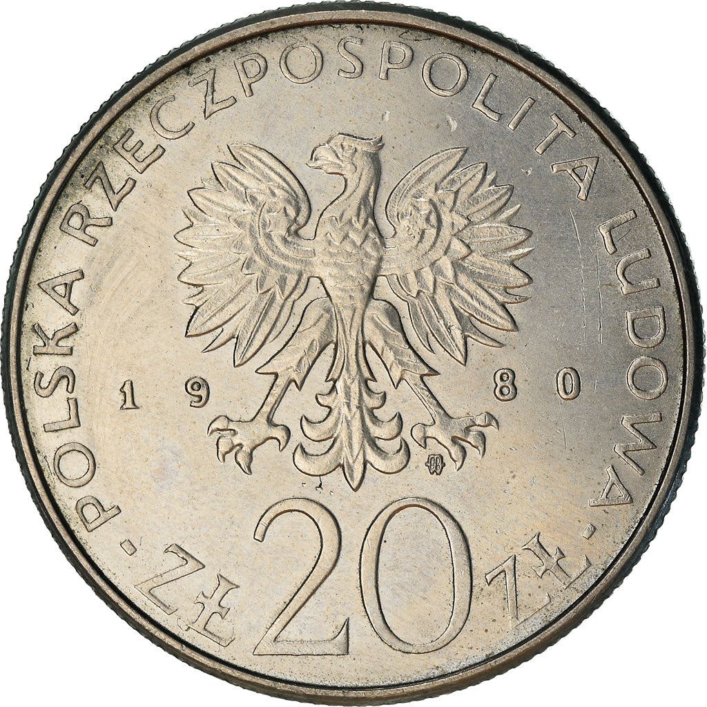 Poland | 20 Złotych Coin | Dar Pomorza Ship | Eagle | KM112 | 1980