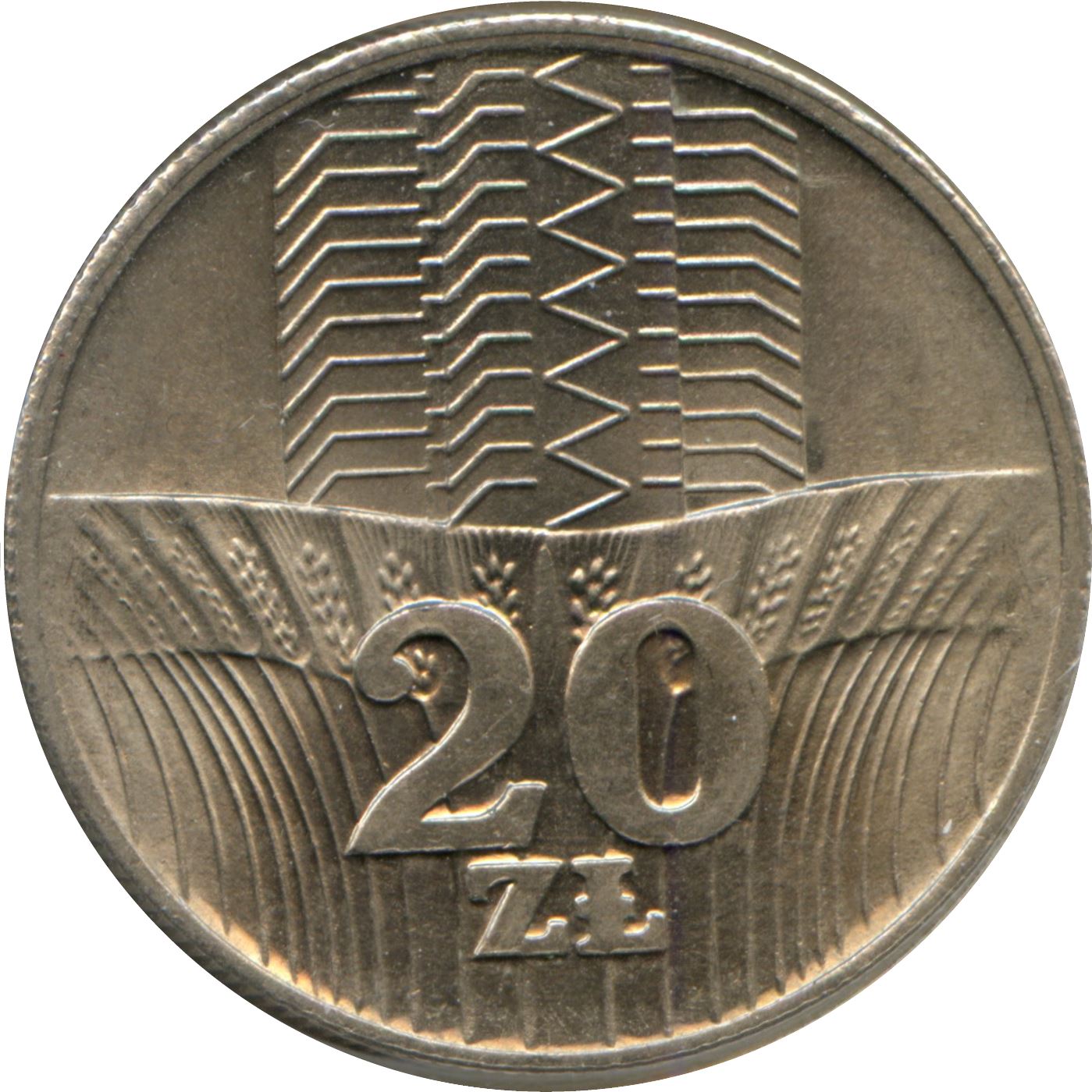 Poland | 20 Złotych | Eagle | Wheat | Building | KM67 | 1973 - 1976