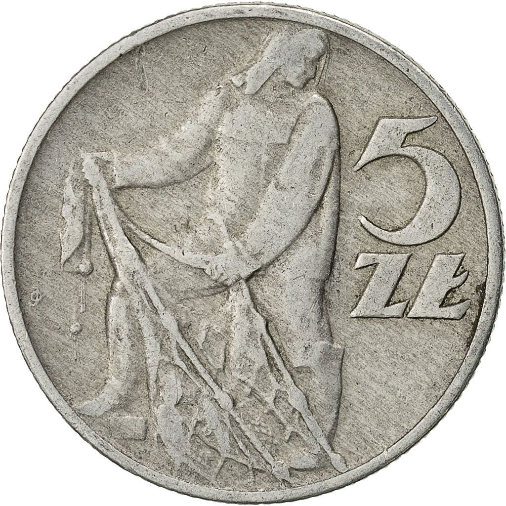 Poland | 5 Zlotych Coin | Fisherman | Eagle | KM47 | 1958 - 1974